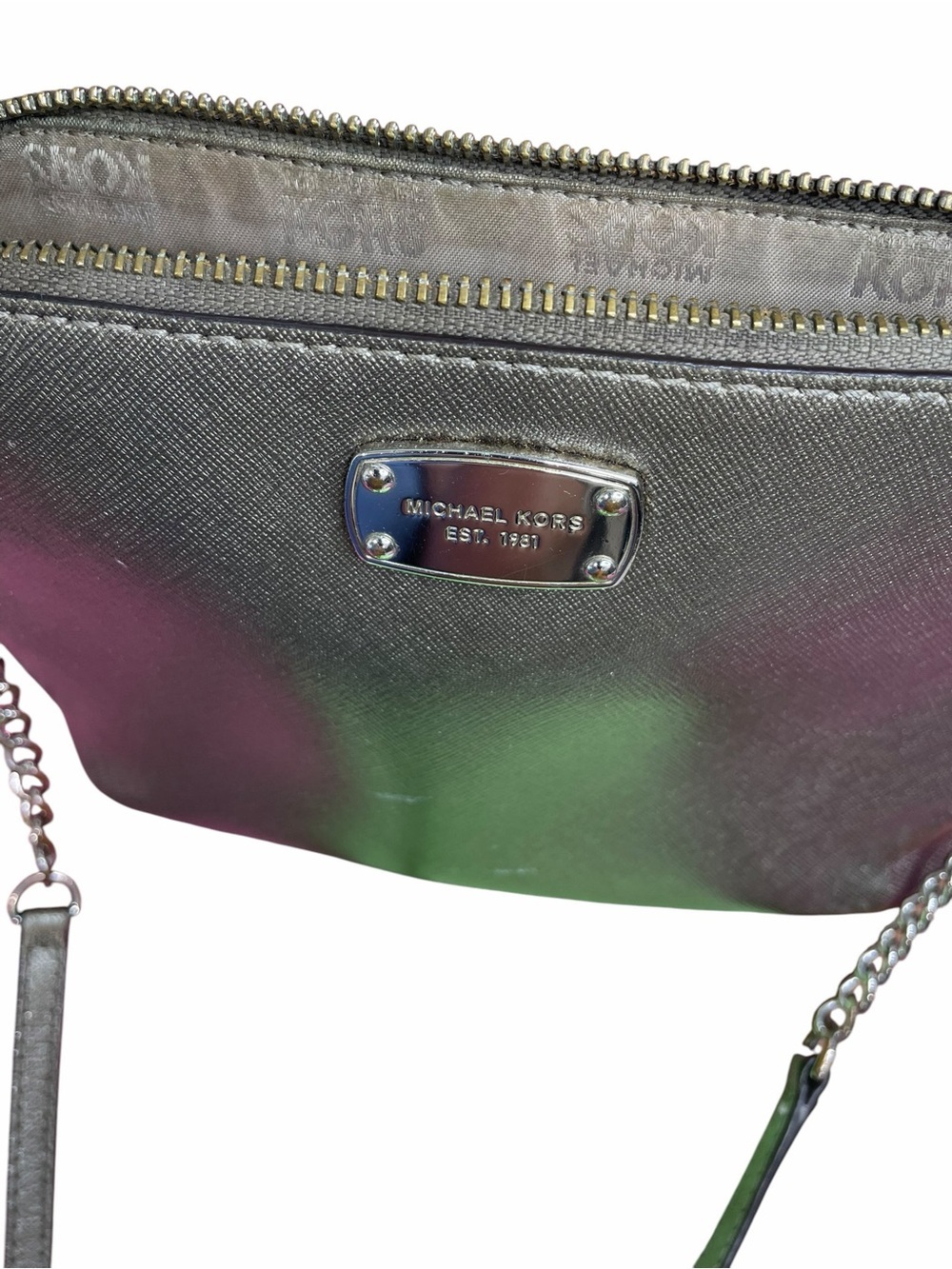 Michael Kors Cindy Metallic Saffiano Leather Crossbody - Picture 6 of 9